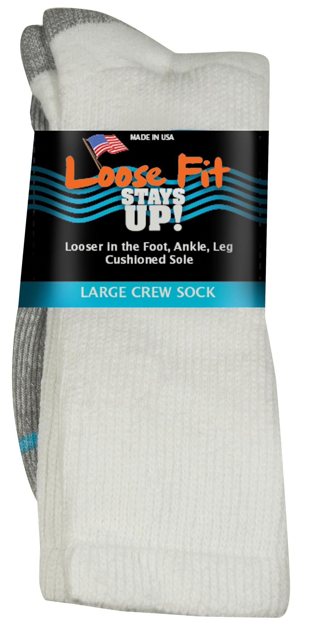Loose Fit Stays Up Cotton Casual No Show Socks White / Extra Large